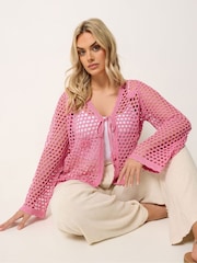 Yours Curve Pink Flower Appliqué Shrug - Image 1 of 5