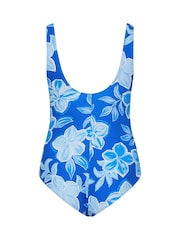 Yours Curve Blue Cutout Floral Plunge Swimsuit - Image 6 of 6