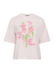 Yours Curve Pink Limited All You Need Is Love  Flowers T-Shirt - Image 5 of 5