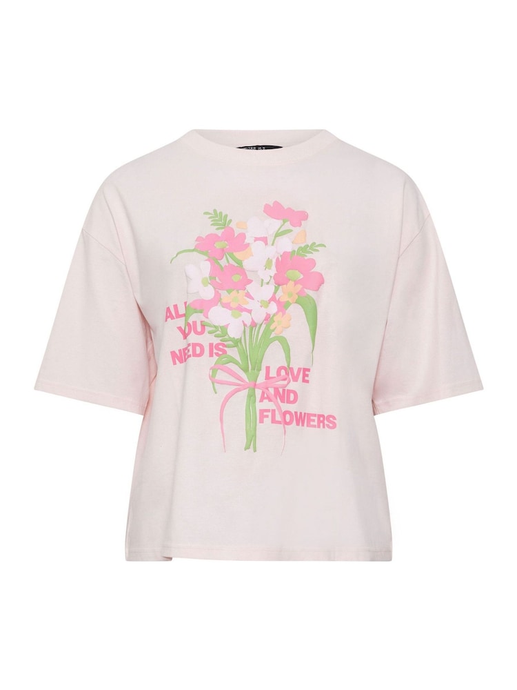 Yours Curve Pink Limited All You Need Is Love  Flowers T-Shirt - Image 5 of 5