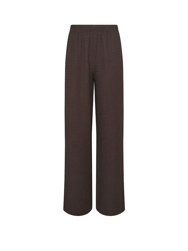 Long Tall Sally Brown Bubble Textured Wide Leg Trousers - Image 5 of 5