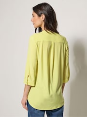 M&Co Yellow Half Placket Collarless Shirt - Image 3 of 5