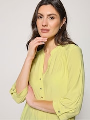 M&Co Yellow Half Placket Collarless Shirt - Image 4 of 5