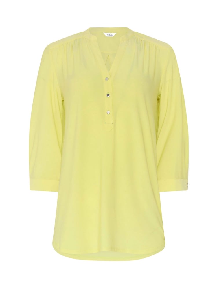 M&Co Yellow Half Placket Collarless Shirt - Image 5 of 5