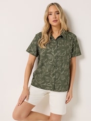 Long Tall Sally Green Embroidered Floral Shirt - Image 2 of 6