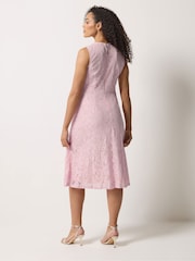 M&Co Pink Lace Lined Skater Dress - Image 3 of 5