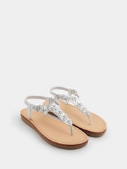 Yours Curve Silver Extra Wide Fit Flower Detail Diamante Sandals - Image 2 of 4