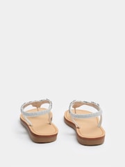 Yours Curve Silver Extra Wide Fit Flower Detail Diamante Sandals - Image 3 of 4