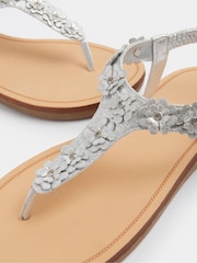 Yours Curve Silver Extra Wide Fit Flower Detail Diamante Sandals - Image 4 of 4