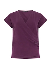 M&Co Purple Grown On Sleeve Wrap Top - Image 5 of 5
