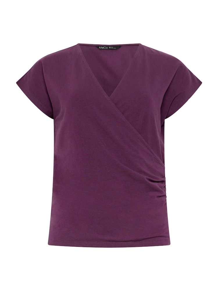 M&Co Purple Grown On Sleeve Wrap Top - Image 5 of 5 M&Co Purple Grown On Sleeve Wrap Top - Image 5 of 5