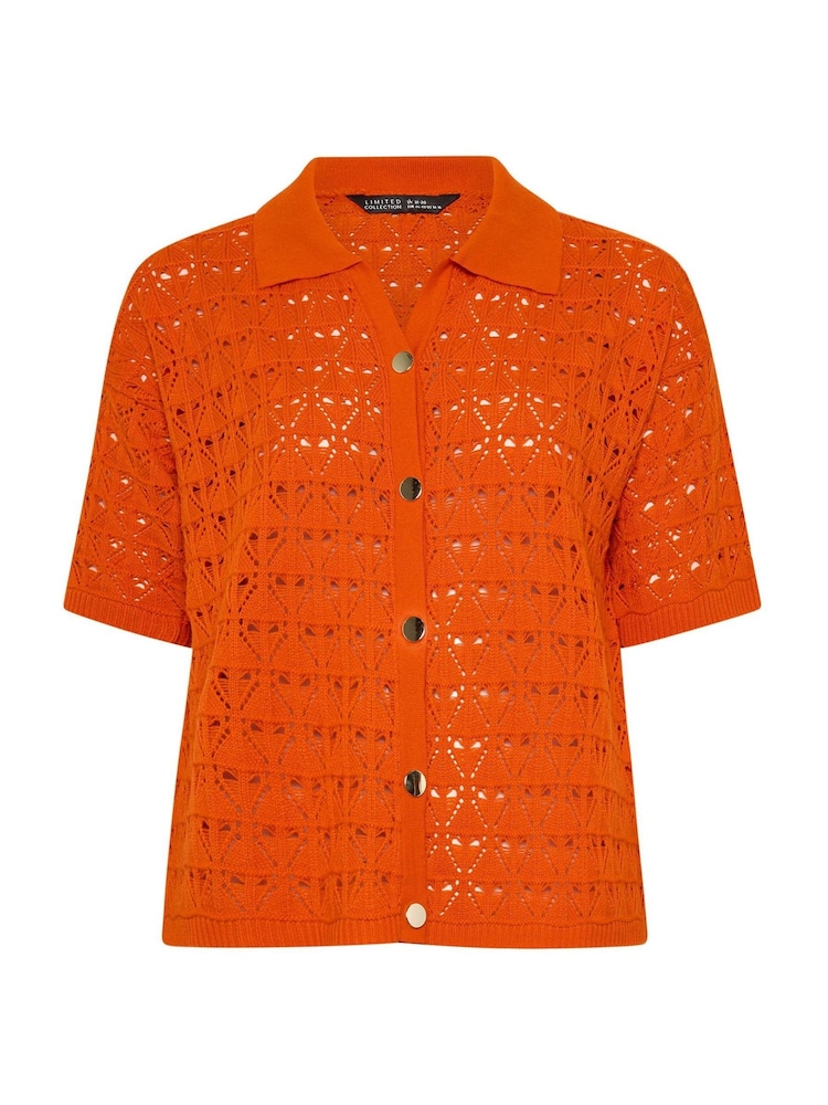 Yours Curve Orange Limited Crochet Shirt - Image 5 of 5