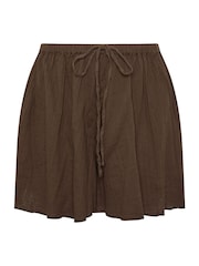 Yours Curve Brown Limited Cheesecloth Shorts - Image 6 of 6