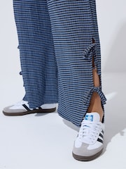Yours Curve Blue Limited Gingham Tie Hem Trousers - Image 5 of 6