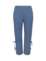 Yours Curve Blue Limited Gingham Tie Hem Trousers - Image 6 of 6