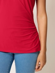 M&Co Red Grown On Sleeve Wrap Top - Image 4 of 5