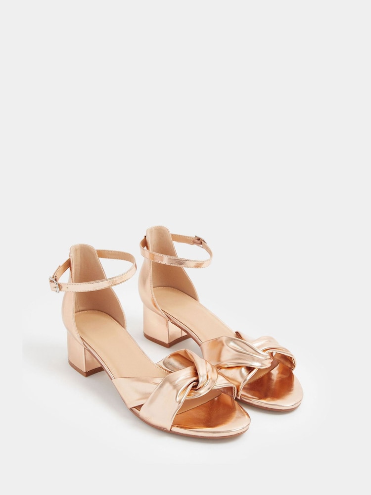 Yours Curve Gold Extra-Wide Fit Twist Front Low Block Heels - Image 2 of 4