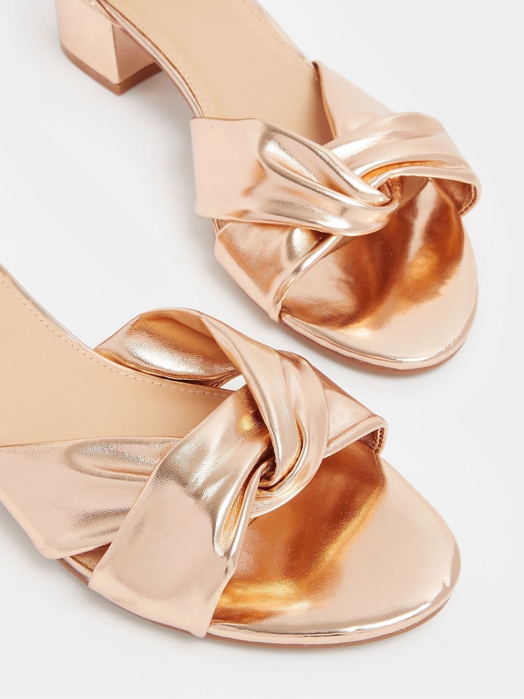 Yours Curve Gold Extra-Wide Fit Twist Front Low Block Heels - Image 4 of 4