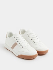 Yours Curve White Extra-Wide Fit Side Stripe Gum Sole Trainers - Image 2 of 5