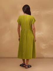 Celtic & Co. Yellow Cotton Wrap Waist Strap Midi Dress - Image 4 of 7