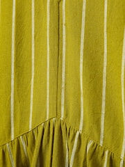 Celtic & Co. Yellow Cotton Wrap Waist Strap Midi Dress - Image 6 of 7