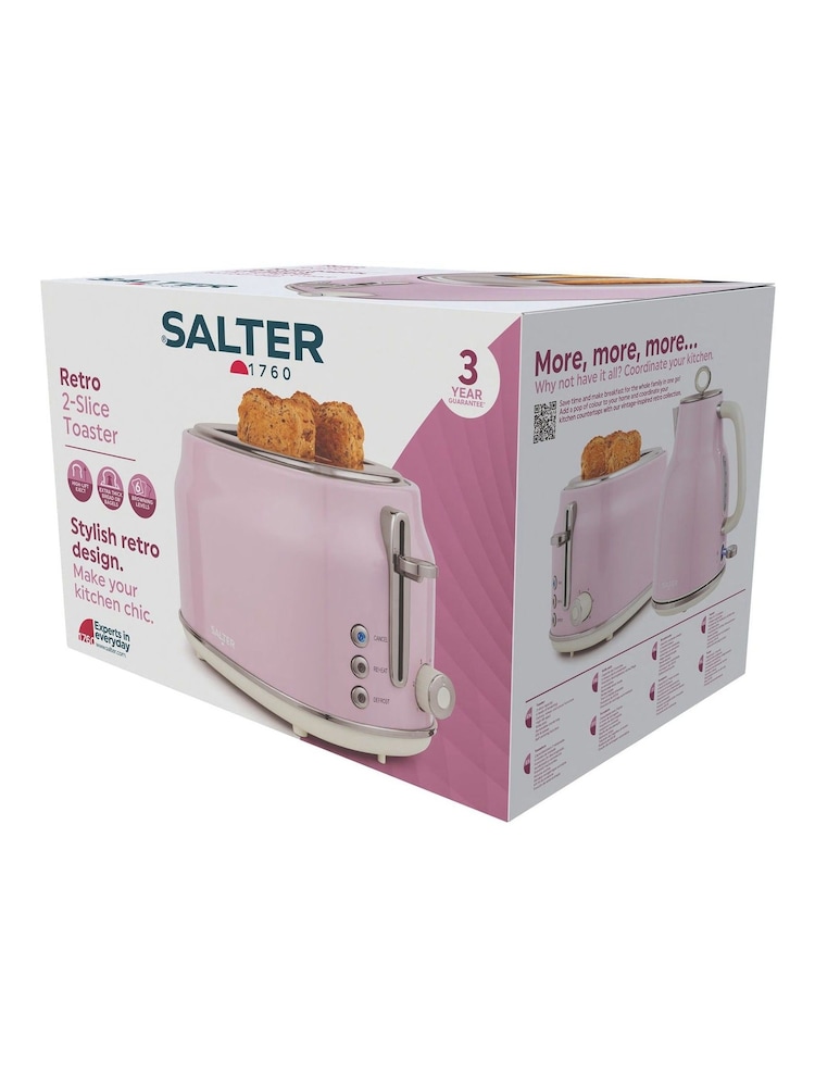 Salter Pink Retro 2-Slice Toaster - Image 2 of 12