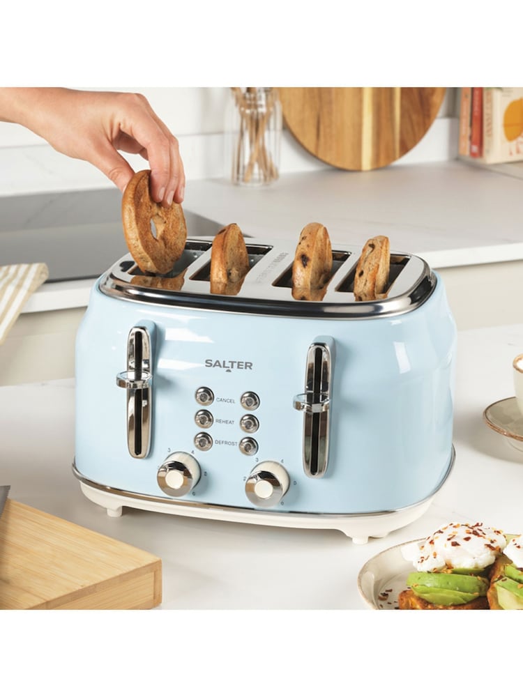 Salter Blue Retro 4-Slice Toaster - Image 1 of 6