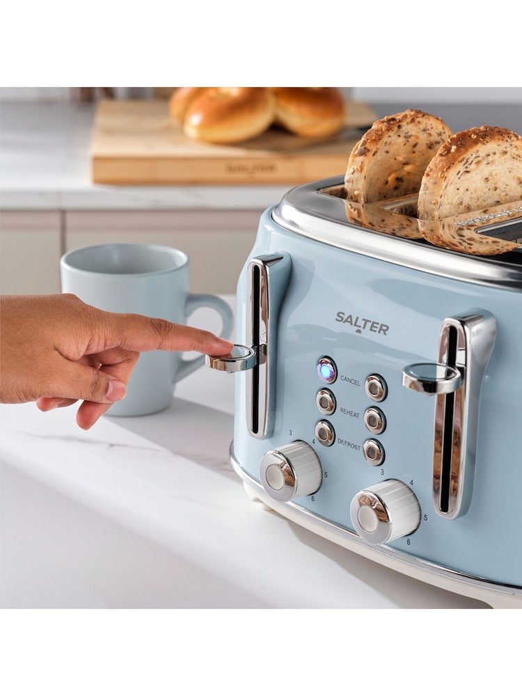 Salter Blue Retro 4-Slice Toaster - Image 2 of 6