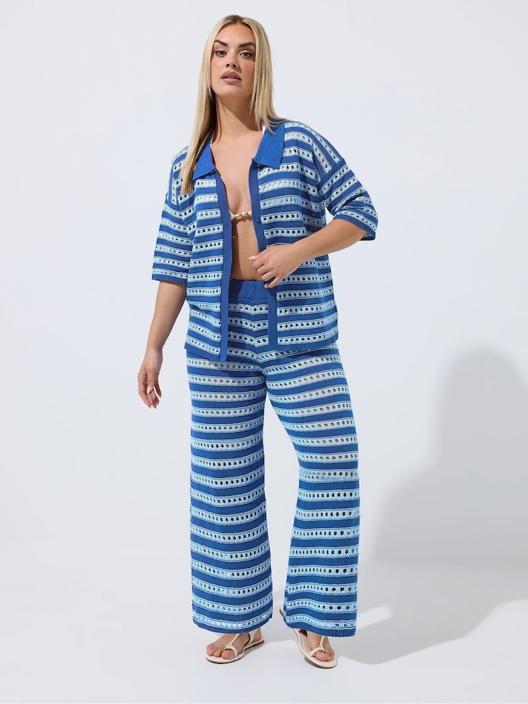 Yours Curve Blue Limited Knitted Shirt - Image 2 of 5