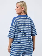 Yours Curve Blue Limited Knitted Shirt - Image 3 of 5