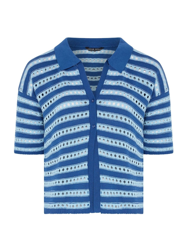 Yours Curve Blue Limited Knitted Shirt - Image 5 of 5
