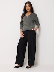 PixieGirl Petite Grey 3/4 Sleeve Wrap Top - Image 2 of 5