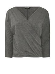 PixieGirl Petite Grey 3/4 Sleeve Wrap Top - Image 5 of 5
