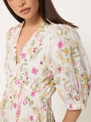 PixieGirl Petite Pink Floral Midi Tea Dress - Image 4 of 5