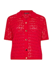 Yours Curve Red Limited Crochet Shirt - Image 5 of 5