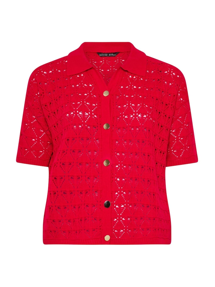 Yours Curve Red Limited Crochet Shirt - Image 5 of 5 Yours Curve Red Limited Crochet Shirt - Image 5 of 5