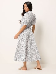 PixieGirl Petite White Floral Tie Neck Tiered Maxi Dress - Image 3 of 5