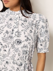 PixieGirl Petite White Floral Tie Neck Tiered Maxi Dress - Image 4 of 5