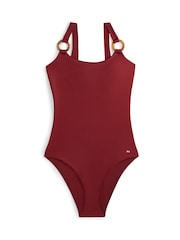 Tommy Hilfiger Red Tortoiseshell Ring Scoop Back Swimsuit - Image 5 of 5