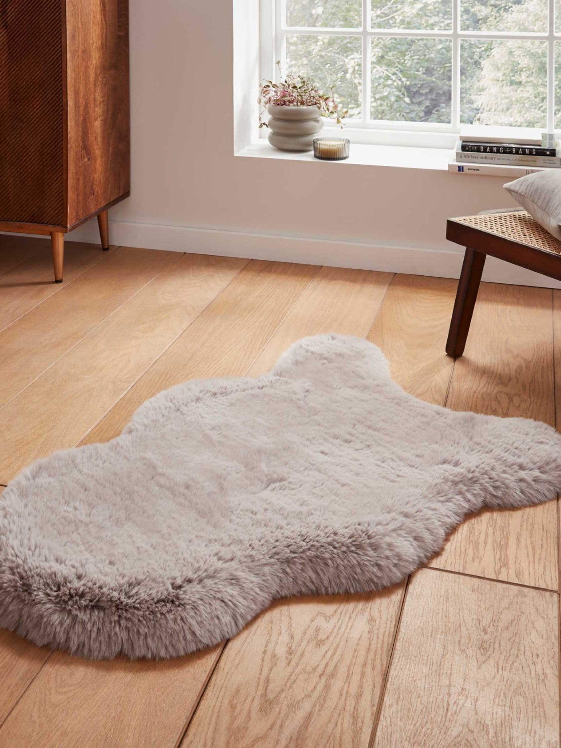 Buy Think Rugs Silver Super Teddy Single Sheepskin Plain Shaggy