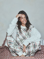 Oatmeal Argyle Bows Cosy Long Sleeve Pyjamas - Image 4 of 10