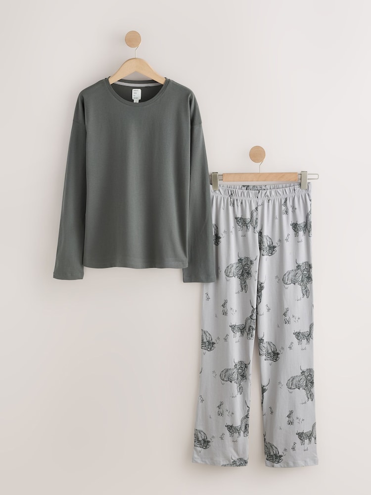 Charcoal Grey Hamish The Highland Cow - Long sleeve Pyjamas - Larawan 1 ng 3 Charcoal Grey Hamish The Highland Cow - Long sleeve Pyjamas - Larawan 1 ng 3
