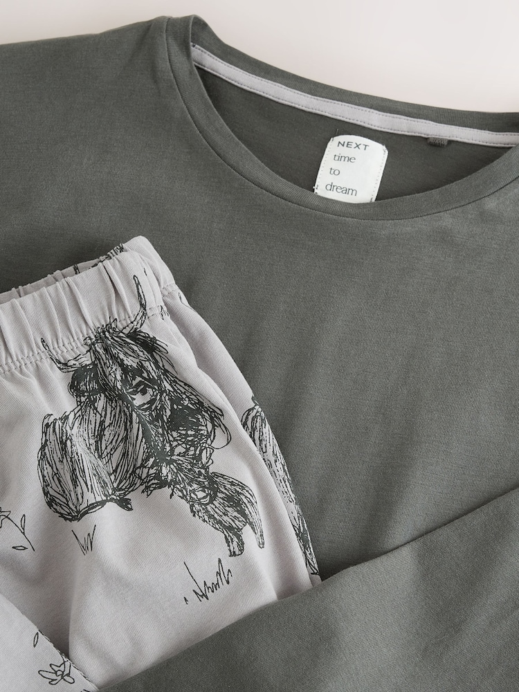 Charcoal Grey Hamish The Highland Cow - Long sleeve Pyjamas - Larawan 3 ng 3 Charcoal Grey Hamish The Highland Cow - Long sleeve Pyjamas - Larawan 3 ng 3