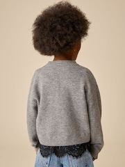 Grey Lace trim Knitted Jumper (3-16yrs) - Image 3 of 4