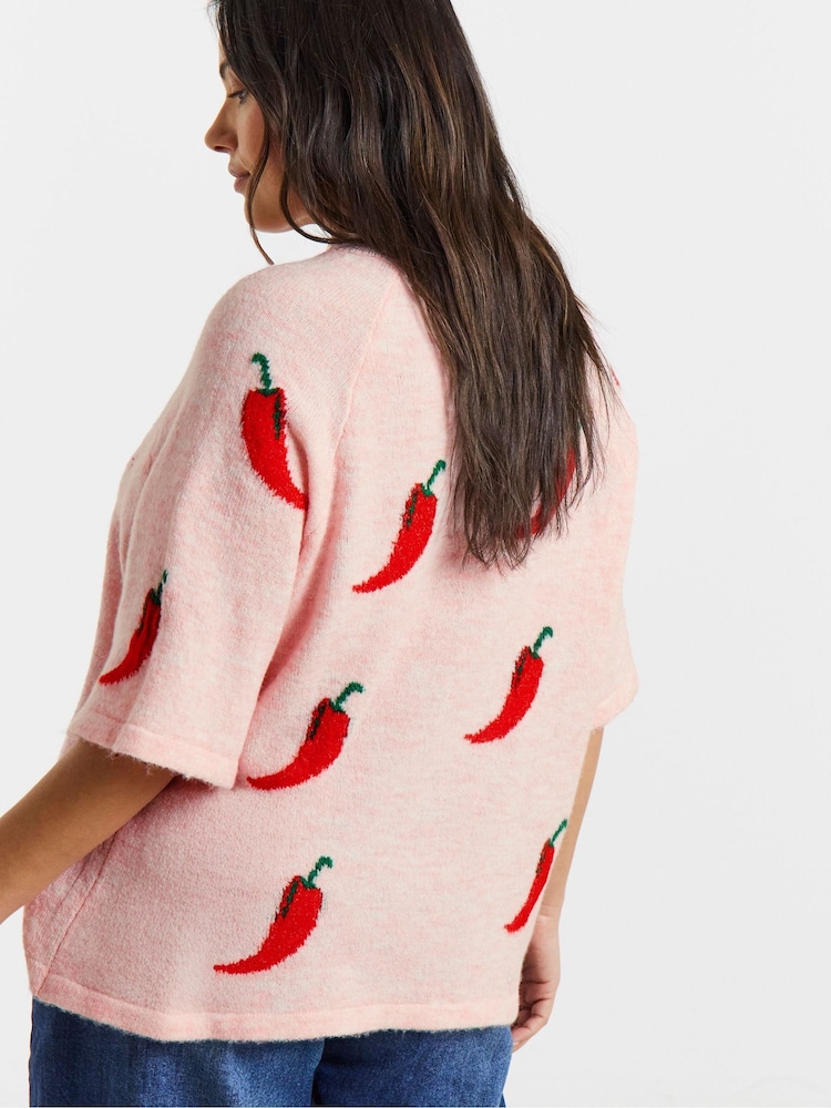 Simply Be Pink Just Chillin' Knitted T-Shirt - Image 2 of 4