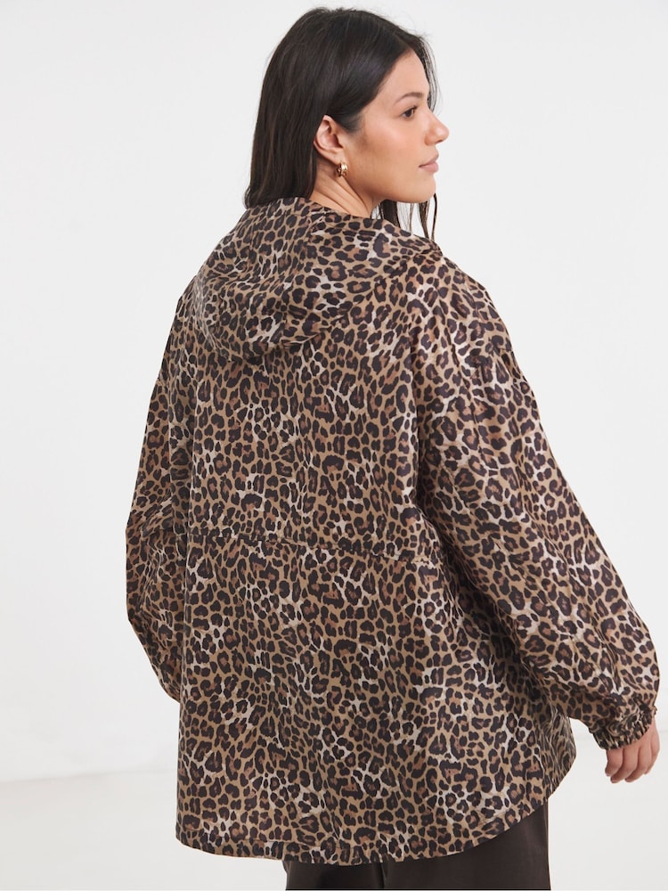 Simply Be Animal Leopard Print Overhead Rain Mac Jacket - Image 2 of 4