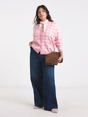 Simply Be Gingham Crew Neck Cardigan - Bild 1 von 4