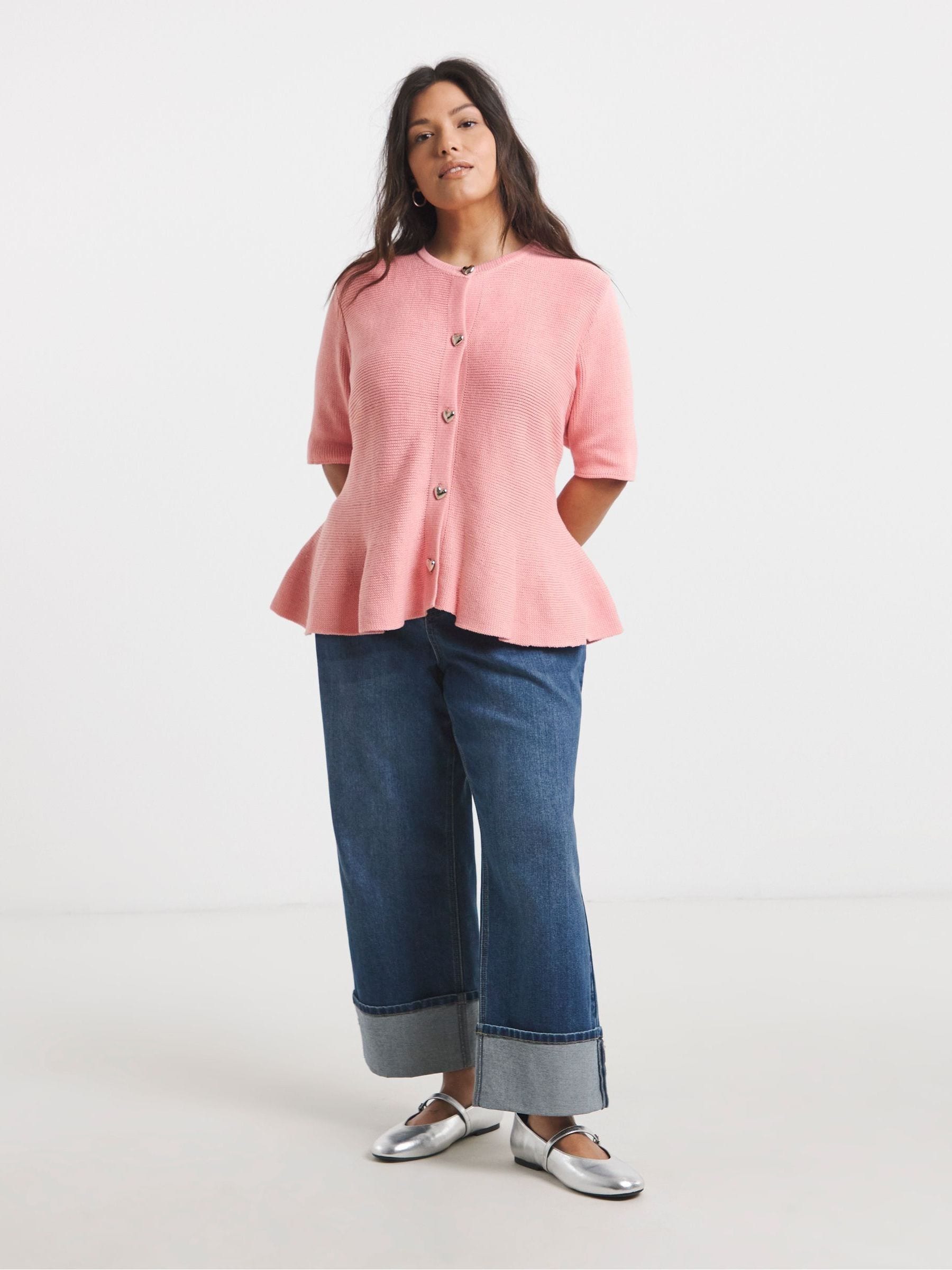 Buy Simply Be Pink Short Sleeve Peplum Cardigan from Next USA
