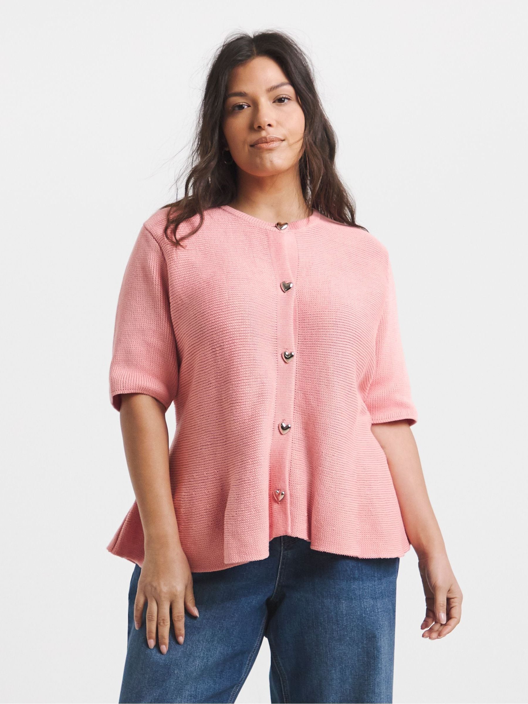 Buy Simply Be Pink Short Sleeve Peplum Cardigan from the Next UK