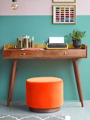 Swoon Mid Brown Fresco Mango Wood Two Drawer Desk - Image 1 of 6